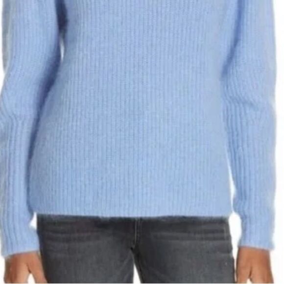Lewit Blue NWOT 395.00  Mohair Angora Silk Merino Wool Puff Sleeve Sweater large - Picture 3 of 7